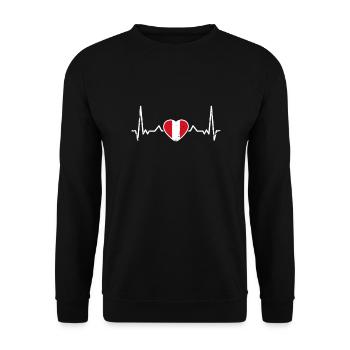 Peru Vintage Heartbeat Peruvian Flag - Unisex Sweatshirt - black - Front - Alina (178cm) & Michal (187cm)