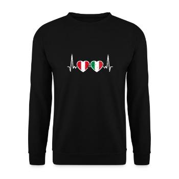 Pérou Italie Vintage Heartbeat drapeau péruvien - Sweat-shirt Unisexe - noir - Devant - Alina (178cm) & Michal (187cm)