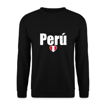 Perú Herz Vintage Peru Peruanische Flagge Peruaner - Unisex Pullover - Schwarz - Vorne - Alina (178cm) & Michal (187cm)