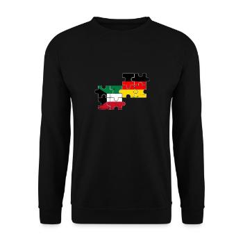 Kuwait Deutschland Vintage Flagge Deutsch Kuwaiter - Unisex Pullover - Schwarz - Vorne - Alina (178cm) & Michal (187cm)