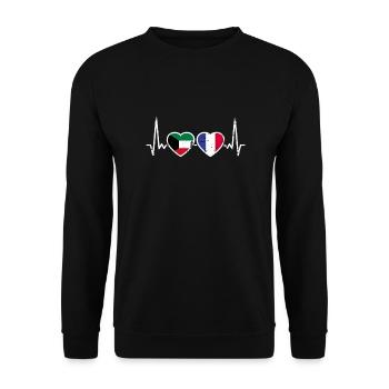Kuwait France Vintage Heartbeat Flag - Unisex Sweatshirt - black - Front - Alina (178cm) & Michal (187cm)