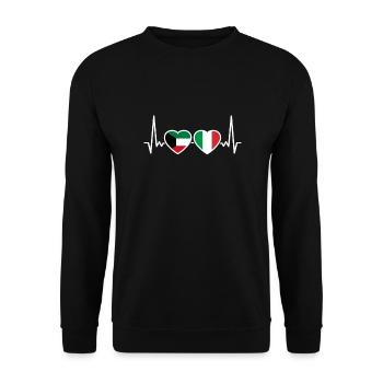 Kuwait Italien Herzschlag Flagge Kuwaiter - Unisex Pullover - Schwarz - Vorne - Alina (178cm) & Michal (187cm)