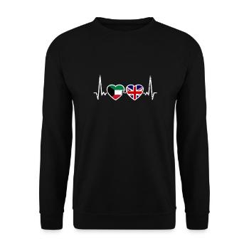 Kuwait UK Vintage Herzschlag Flagge Kuwaiter - Unisex Pullover - Schwarz - Vorne - Alina (178cm) & Michal (187cm)