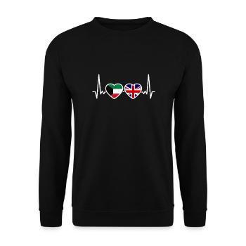 Kuwait UK Herzschlag Flagge Britischer Kuwaiter - Unisex Pullover - Schwarz - Vorne - Alina (178cm) & Michal (187cm)