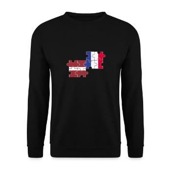 Latvia France Flag French Latvian - Unisex Sweatshirt - black - Front - Alina (178cm) & Michal (187cm)