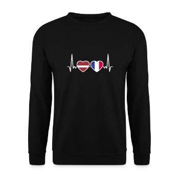 Latvia France Heartbeat Flag Latvian - Unisex Sweatshirt - black - Front - Alina (178cm) & Michal (187cm)