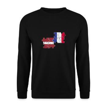 Latvia France Vintage Flag Latvian - Unisex Sweatshirt - black - Front - Alina (178cm) & Michal (187cm)