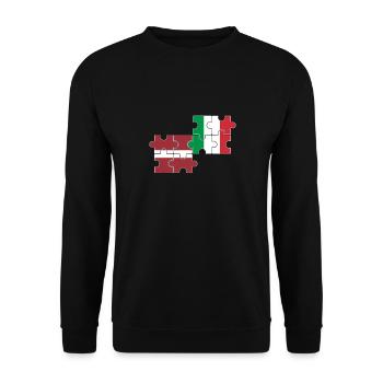 Lettonie Italie Drapeau Italie Lettonie - Sweat-shirt Unisexe - noir - Devant - Alina (178cm) & Michal (187cm)