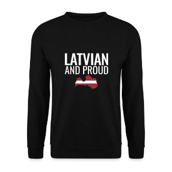 Latvian And Proud Lettland Karte Lettische Flagge - Unisex Pullover - Schwarz - Vorne - Alina (178cm) & Michal (187cm)