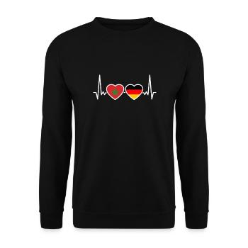 Maroc Allemagne Heartbeat Flag Marocain - Sweat-shirt Unisexe - noir - Devant - Alina (178cm) & Michal (187cm)
