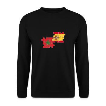 Maroc Espagne Drapeau Espagnols Marocains - Sweat-shirt Unisexe - noir - Devant - Alina (178cm) & Michal (187cm)