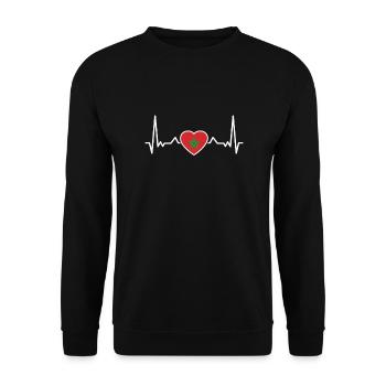 Marokko Herzschlag Marokkanische Flagge Marokkaner - Unisex Pullover - Schwarz - Vorne - Alina (178cm) & Michal (187cm)