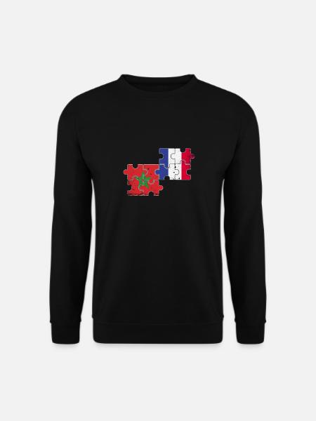 Marokko Frankreich Vintage Flagge Marokkaner - Unisex Pullover - Schwarz