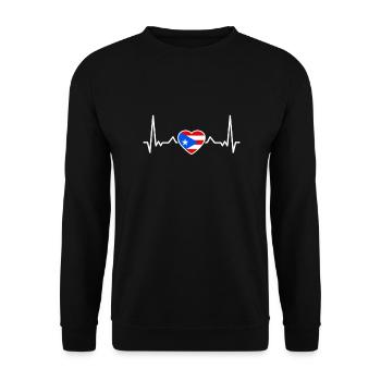 Puerto Rico Heartbeat Puerto Rican Flag - Unisex Sweatshirt - black - Front - Alina (178cm) & Michal (187cm)