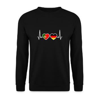 Portugal Deutschland Herzschlag Flagge Portugiese - Unisex Pullover - Schwarz - Vorne - Alina (178cm) & Michal (187cm)