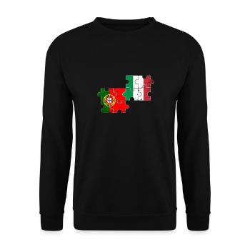 Portugal Italien Vintage Flagge Portugiese - Unisex Pullover - Schwarz - Vorne - Alina (178cm) & Michal (187cm)