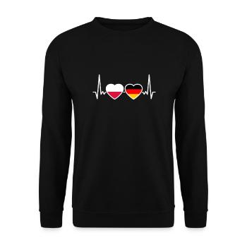 Poland, Germany, Heartbeat, Flag, Polish - Unisex Sweatshirt - black - Front - Alina (178cm) & Michal (187cm)