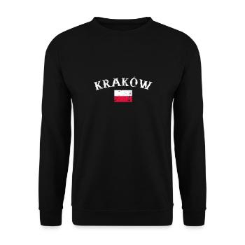 Krakow Vintage Polen Polnische Flagge Pole - Unisex Pullover - Schwarz - Vorne - Alina (178cm) & Michal (187cm)