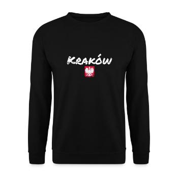 Krakow Vintage Polen Polnische Flagge Pole - Unisex Pullover - Schwarz - Vorne - Alina (178cm) & Michal (187cm)