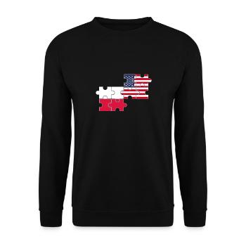 Pologne USA Drapeau Américain Polonais - Sweat-shirt Unisexe - noir - Devant - Alina (178cm) & Michal (187cm)