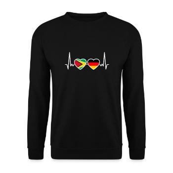 Guyana Germany Heartbeat Flag Guyanese - Unisex Sweatshirt - black - Front - Alina (178cm) & Michal (187cm)