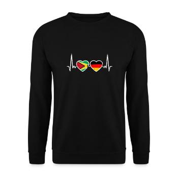 Guyane Allemagne Vintage Heartbeat drapeau - Sweat-shirt Unisexe - noir - Devant - Alina (178cm) & Michal (187cm)