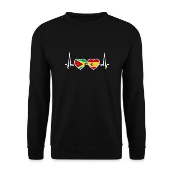 Guyane Espagne Vintage Heartbeat drapeau guyanais - Sweat-shirt Unisexe - noir - Devant - Alina (178cm) & Michal (187cm)