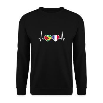 Guyane France Heartbeat Flag Guyanais - Sweat-shirt Unisexe - noir - Devant - Alina (178cm) & Michal (187cm)