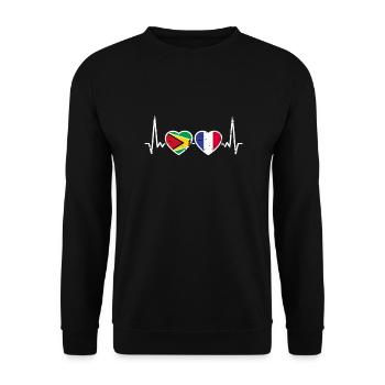 Guyane France Vintage Heartbeat drapeau - Sweat-shirt Unisexe - noir - Devant - Alina (178cm) & Michal (187cm)