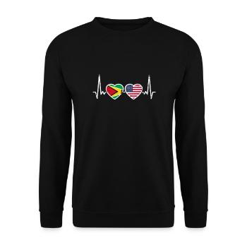 Guyana USA Vintage Heartbeat drapeau Guyana - Sweat-shirt Unisexe - noir - Devant - Alina (178cm) & Michal (187cm)