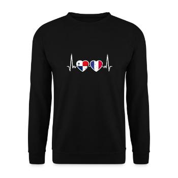 Panama France Vintage Heartbeat drapeau - Sweat-shirt Unisexe - noir - Devant - Alina (178cm) & Michal (187cm)