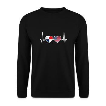 Panama USA Heartbeat Flag Panaman - Sweat-shirt Unisexe - noir - Devant - Alina (178cm) & Michal (187cm)