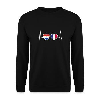 Paraguay France Vintage Heartbeat drapeau - Sweat-shirt Unisexe - noir - Devant - Alina (178cm) & Michal (187cm)