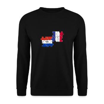 Paraguay Frankreich Vintage Flagge Paraguayer - Unisex Pullover - Schwarz - Vorne - Alina (178cm) & Michal (187cm)