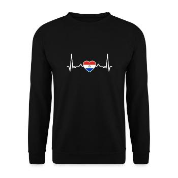 Paraguay Herzschlag Paraguayisch Flagge Paraguayer - Unisex Pullover - Schwarz - Vorne - Alina (178cm) & Michal (187cm)