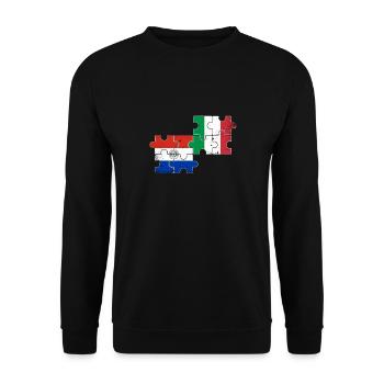 Paraguay Italien Vintage Flagge Paraguayer - Unisex Pullover - Schwarz - Vorne - Alina (178cm) & Michal (187cm)
