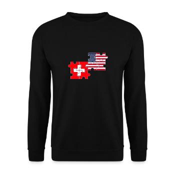 Suisse USA Drapeau Américain Suisse - Sweat-shirt Unisexe - noir - Devant - Alina (178cm) & Michal (187cm)
