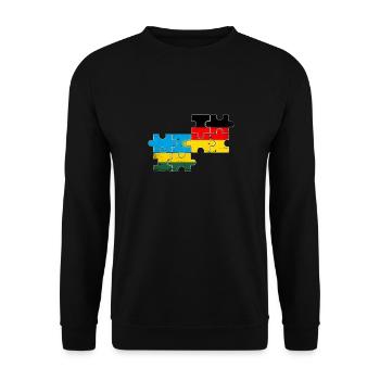 Ruanda Deutschland Vintage Flagge Deutsch Ruandese - Unisex Pullover - Schwarz - Vorne - Alina (178cm) & Michal (187cm)