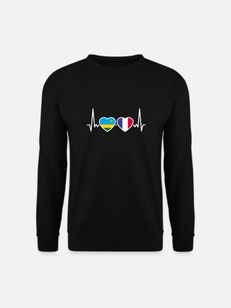 Rwanda France Heartbeat Flag Rwandese - Unisex Sweatshirt - black