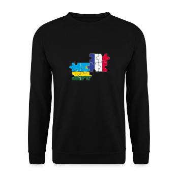Ruanda Frankreich Flagge Franzose Ruandese - Unisex Pullover - Schwarz - Vorne - Alina (178cm) & Michal (187cm)