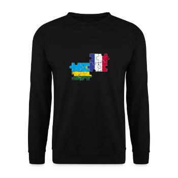 Ruanda Frankreich Vintage Flagge Franzose Ruandese - Unisex Pullover - Schwarz - Vorne - Alina (178cm) & Michal (187cm)