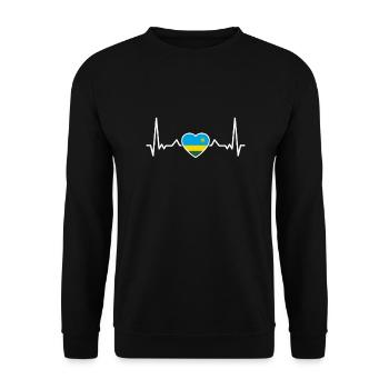 Rwanda Herzschlag Ruandische Flagge Ruandese - Unisex Pullover - Schwarz - Vorne - Alina (178cm) & Michal (187cm)