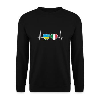 Ruanda Italien Vintage Herzschlag Flagge Ruandese - Unisex Pullover - Schwarz - Vorne - Alina (178cm) & Michal (187cm)