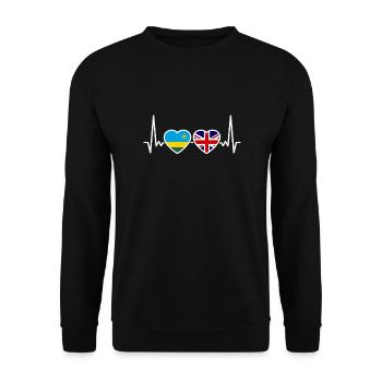 Ruanda UK Herzschlag Flagge Britisch Ruandisch - Unisex Pullover - Schwarz - Vorne - Alina (178cm) & Michal (187cm)