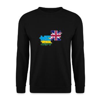 Ruanda UK Vintage Flagge Britisch Ruandisch - Unisex Pullover - Schwarz - Vorne - Alina (178cm) & Michal (187cm)