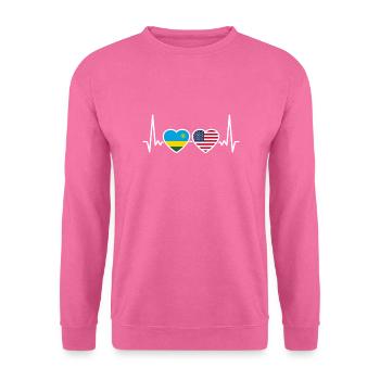 Rwanda USA Herzschlag Flagge Amerikanisch - Unisex Pullover - Pink - Vorne