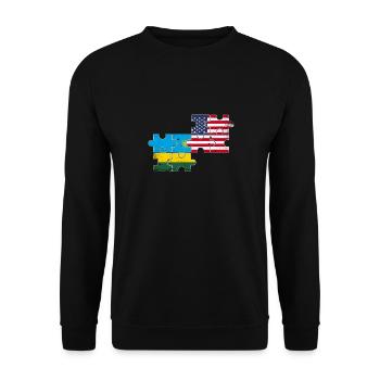 Rwanda USA Vintage Flagge Amerikanisch Ruandisch - Unisex Pullover - Schwarz - Vorne - Alina (178cm) & Michal (187cm)
