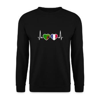 Zambia France Vintage Heartbeat Flag - Unisex Sweatshirt - black - Front - Alina (178cm) & Michal (187cm)