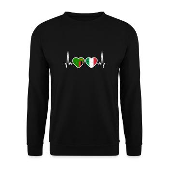 Zambia Italy Vintage Heartbeat Flag Zambian - Unisex Sweatshirt - black - Front - Alina (178cm) & Michal (187cm)