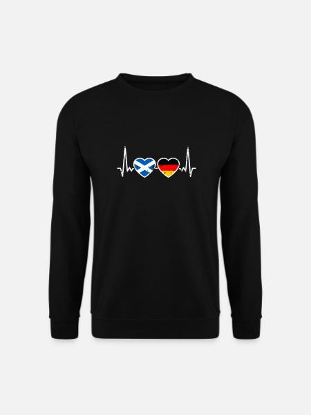 Schottland Deutschland Vintage Herzschlag Flagge - Unisex Pullover - Schwarz